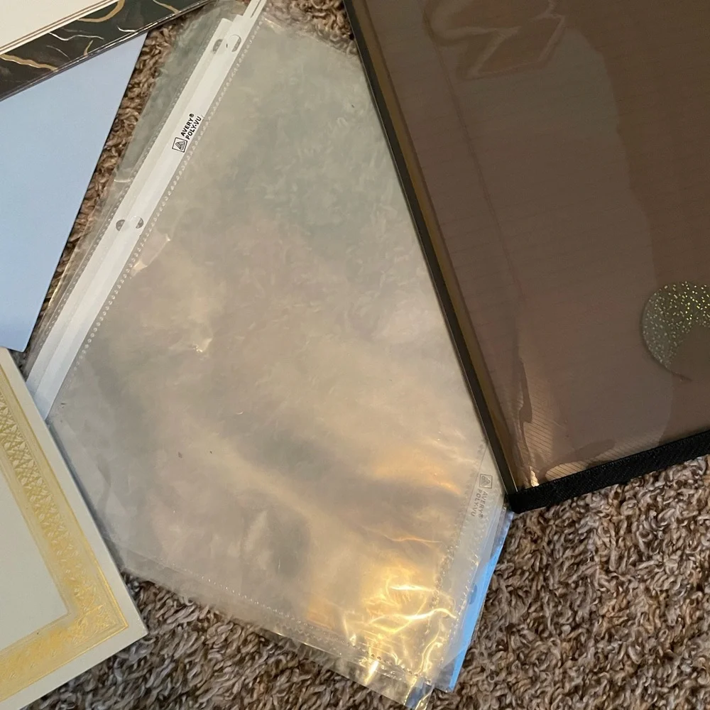 Assorted Office Supplies incl designer stationery clear portfolio plus
